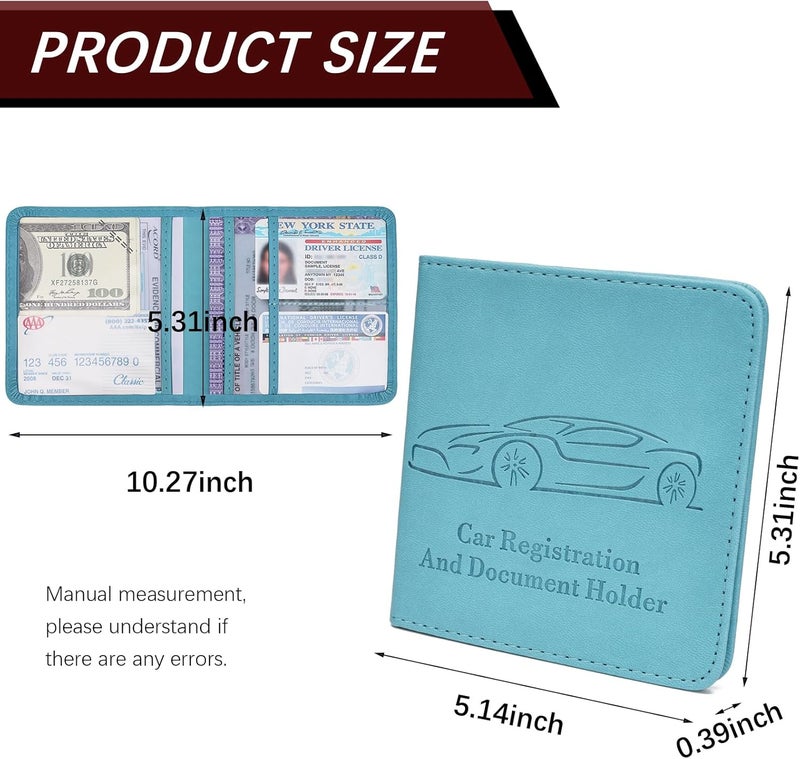Peisicne 2-Pack Car Registration and Insurance Holder for Women Men, Glove Box Paperwork Organizer with Magnetic Buckle for Easy Access and Protect Documents and Various Cards in Vehicle, Blue - Image 3
